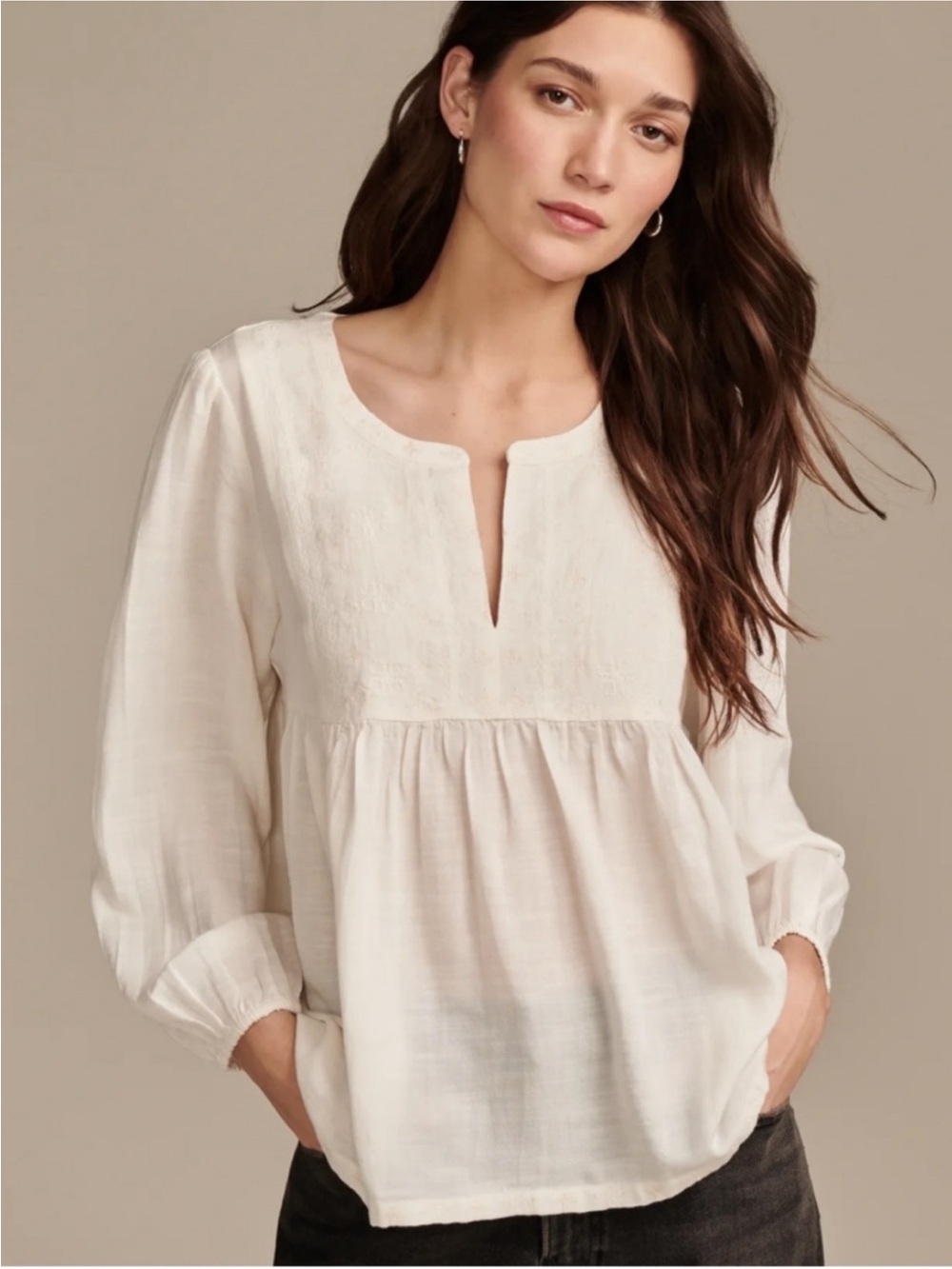 Lucky Brand White Peasant Tunic Top